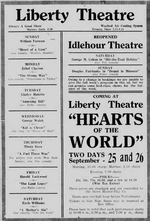 Regent Theater - The Alma Record Sep 12 1918 (newer photo)